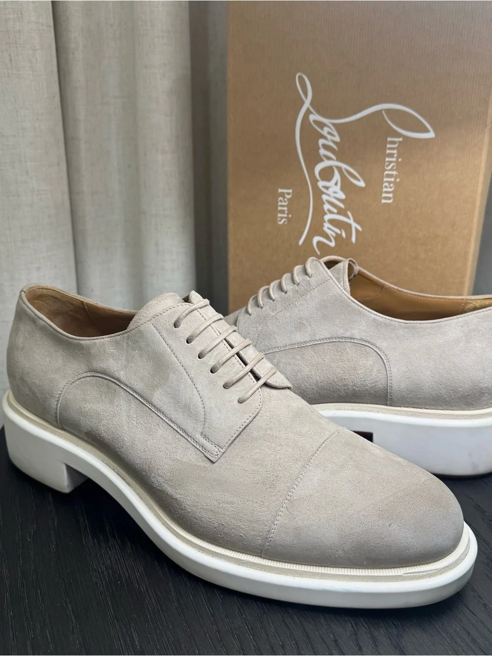 Christian Louboutin Urbino Lace-Up Dress Shoes Suede Goose 45